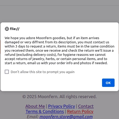 moonfern return policy